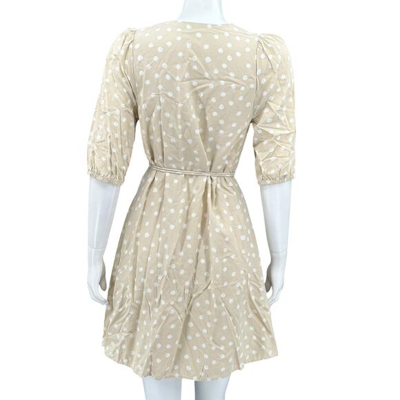 Samsoe Samsoe Dress Womens Small Britt Short Sleeve Wrap Mini Rice Doodle Dot - Picture 5 of 9